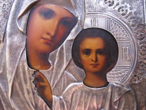 Икона Богородицы Казанская. Оклад серебро 84 пр.