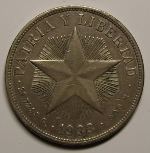 Один песо Куба серебро 1933 г.