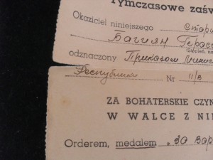 Польский док ''За Варшаву'' На Командира огневого взвода.