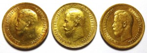 10 рублей Николай II  3 шт . ( 1898, 1899, 1901 г.)