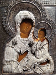 Иверская, шитье серебро аналой