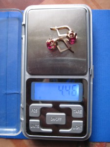 Серьги с рубином 583