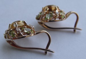 Серьги 585* - Цетрин + Хризолит;   и   Пусеты 585*.