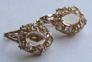 Серьги 585* - Цетрин + Хризолит;   и   Пусеты 585*.