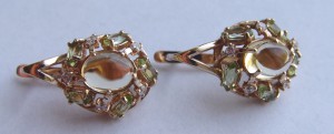 Серьги 585* - Цетрин + Хризолит;   и   Пусеты 585*.