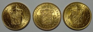 10 гульденов. Нидерланды.  3 шт.