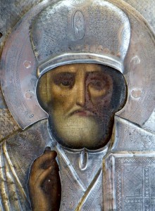 Икона Николай Чудотворец (зимний). Аналой, серебро 84 пр.
