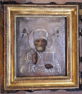 Икона Николай Чудотворец (зимний). Аналой, серебро 84 пр.