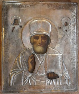 Икона Николай Чудотворец (зимний). Аналой, серебро 84 пр.