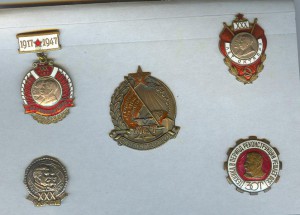 4 знака с И.В. Сталиным + Х лет Октября