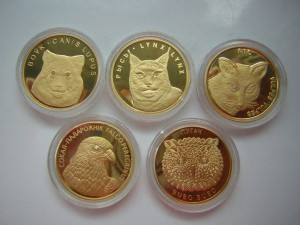 Золотые монеты Беларуси(с бриликами)____5шт.____999 пр