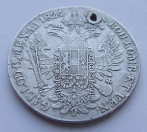 Австрия 1 талер " В" 1824 год .