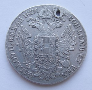 Австрия 1 талер " В" 1824 год .