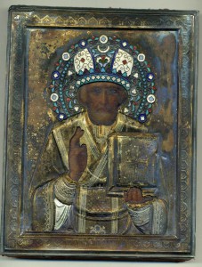 Икона ,Серебро 84,Эмали ,Сусалка , Киот , Дорого