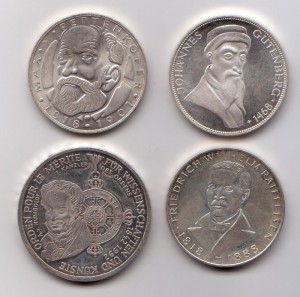 5 DM - JOHANNES GUTENBERG, MAX PETTENKOFER, FRIEDRICH WILHEL