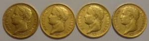 40 франков Наполеон I  1811 г. 4 шт.