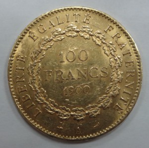 Золото .100 франков 1900 год