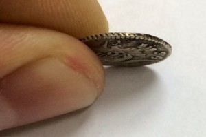 Маленький серебряный пятачок 1759г. "В облаках"