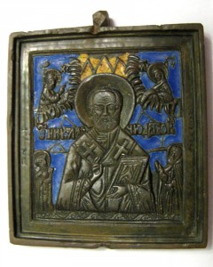 Иконка Св.Никола,19век,2эмали,состояние!