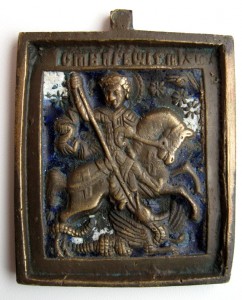 Иконка Св.Георгий,19век,2эмали