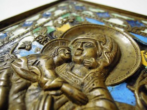 Икона "Феодоровская Божья Матерь", 6 эмалей, 13 х 11.3 х 0.6
