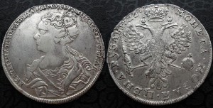 Рубль 1726г портрет влево, красив.