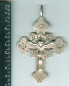 Крест серебро , 18 век , именник ИЕ
