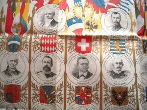 Плакат с изображением правителей многих стран,цветной.