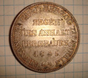 Талер герцогство Ангальт 1855 год