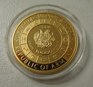 Армения, 10 000 Драм, золото, пруф, 2008г.