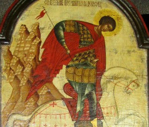 Складень дерево "Георгий Победоносец и Дмитрий Солунский"