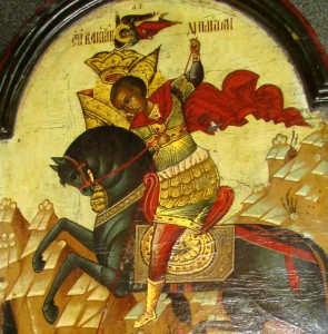 Складень дерево "Георгий Победоносец и Дмитрий Солунский"