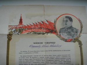 Благодарность Боевому товарищу