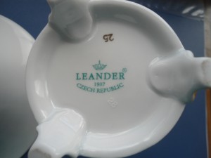 Чашка высокая с блюдцем 200мл  Лики святы ,зелённая LEANDER