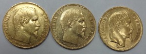 Золото 20 франков Наполеон III  3 шт.