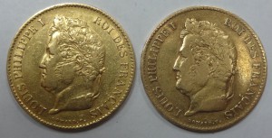 Золото 40 франков Луи Филипп 1834 год 2 шт.