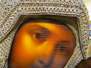 Казанская Пресвятая Богородица. Серебро, скань, эмали.