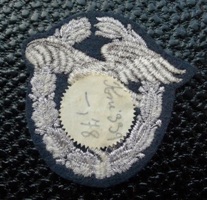 Шитый знак Наблюдателя Люфтваффе в суперлюксе с этикеткой