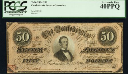 50 долларов 1864 - США Конфедерация (Джефферсон Дэвис)