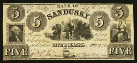 5 долларов 4 октября 1848 Sandusky