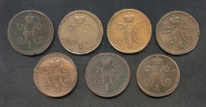 1 копейка НI. 1840, 1842, 1843, 1844, 1846 гг. 7 штук.