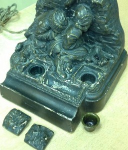 Лампа-письменный прибор 20-х годов Беспризорники у костра