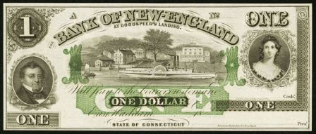 1 доллар 2 января 1865 Ист Хэдем (Bank of New England)