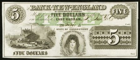 5 долларов 2 января 1865 Ист Хэдем (Bank of New England)