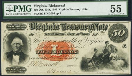 50 долларов 15 октября 1862 Вирджиния (Treasury Note)