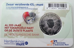 Нидерланды 5 евро 2014, 200 лет банку