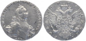 Рубль 1764 год Екатерина II СПБ TI ЯI