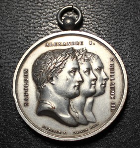 Медаль Тильзитский Мир 1807 Александр Наполеон Вильгельм