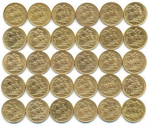 Соверены постарше 30 шт.