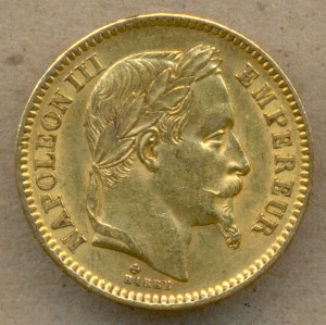 20 франков 1865 г. NAPOLEON III